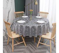 oxiang Nappe Ronde PVC Anti Taches éTanche Table à Manger Nappes Gris Fleur-180cm