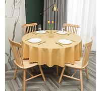 oxiang Nappe Ronde PVC Anti Taches éTanche Table à Manger Nappes Jaune Doré-140cm