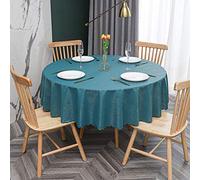 oxiang Nappe Ronde PVC Anti Taches éTanche Table à Manger Nappes Rayé Vert Foncé-180cm