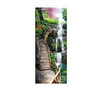 oxiang Stickers Porte 3D ClôTure Cascade Auto-AdhéSif Mural DéCoration De La Maison Art Decal Chambre Salon Affiche Amovible Stickers Porte -77x200cm