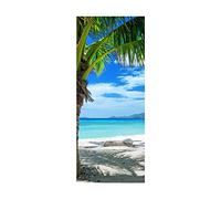 oxiang Stickers Porte 3ds Plage Paysage Marin Auto-AdhéSif Peintures Murales DéCoration De La Maison Stickers Muraux Art Autocollants Chambre Salon Affiche Amovible Stickers Porte -77x200cm