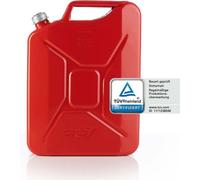 Oxid7® 1x bidon d'essence en métal 10 litres avec bec verseur et support homologation UN Bidon de carburant pour essence diesel &éthanol rouge