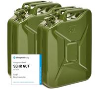 Oxid7® 2x Bidon à carburant 20 litres en métal olive | Convient pour l'essence, le diesel & le bioéthanol | Bidon à essence 20L avec homologation UN & type de construction testé