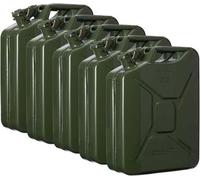 Oxid7® 5x bidons à carburant 20 litres en métal vert olive essence diesel &éthanol adapté 20L bidons à essence avec homologation UN & type de construction testé