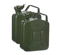 Oxid7 Lot de 2 bidons de carburant en métal - 5 litres - Vert olive - Avec homologation UN - Conception testée - Pour essence et diesel