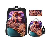 OXKGHHO Beauty Grand Canyon Ensemble sac à dos de travail avec boîte à déjeuner isotherme, bretelles réglables, pour la salle de sport et une utilisation quotidienne, noir, One Size