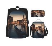 OXKGHHO Ensemble sac à dos de travail avec boîte à déjeuner isotherme, bretelles réglables, pour la salle de sport et une utilisation quotidienne, noir, One Size