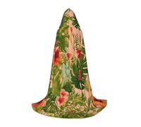 OXKGHHO Hojas Tropicales Y Flores Longue cape avec capuche, costumes de vampire et d'Halloween, parfaite pour les jeux de rôle et les fêtes