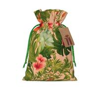 OXKGHHO Hojas Tropicales Y Flores Sac cadeau avec cordon de serrage pour petits cadeaux, bijoux et cadeaux de fête