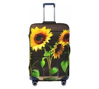 OXKGHHO Housse de protection pour valise avec impression de trois tournesols sur bois - Convient aux bagages de 45,7 à 81,3 cm - Pour les voyages et les voyages d'affaires, blanc, Medium