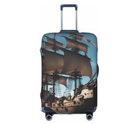 OXKGHHO Housse de protection pour valise avec motif bateau pirate unique, convient aux bagages de 45,7 à 81,3 cm, pour les voyages et les voyages d'affaires, blanc, Large