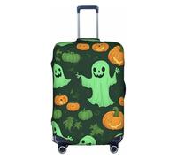 OXKGHHO Housse de protection pour valise avec motif citrouille d'Halloween avec motif fantôme vert, convient aux bagages de 45,7 à 81,3 cm, pour les voyages et les voyages d'affaires, blanc, Small