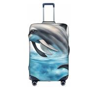 OXKGHHO Housse de protection pour valise avec motif dauphin océanique qui vous regarde, convient aux bagages de 45,7 à 81,3 cm, pour les voyages et les voyages d'affaires, blanc, Large