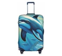 OXKGHHO Housse de protection pour valise avec motif dauphin océanique qui vous regarde, convient aux bagages de 45,7 à 81,3 cm, pour les voyages et les voyages d'affaires, blanc, x-large