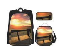 OXKGHHO Lonely Bench Ensemble sac à dos de travail avec boîte à déjeuner isotherme, bretelles réglables, pour salle de sport et utilisation quotidienne, noir, One Size