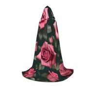 OXKGHHO Longue cape à capuche avec imprimé tête de mort rose, costumes de vampire et d'Halloween, parfaite pour les jeux de rôle et les fêtes