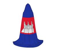 OXKGHHO Longue cape imprimée drapeau du Cambodge avec capuche, costumes de vampire et d'Halloween, parfaite pour les jeux de rôle et les fêtes