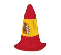 OXKGHHO Longue cape imprimée drapeau espagnol avec capuche, costumes de vampire et d'Halloween, parfaite pour les jeux de rôle et les fêtes