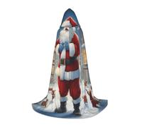 OXKGHHO Longue cape imprimée Père Noël avec capuche, costumes de vampire et d'Halloween, parfaite pour les jeux de rôle et les fêtes