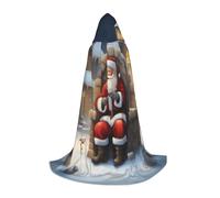 OXKGHHO Longue cape imprimée Père Noël avec capuche, costumes de vampire et d'Halloween, parfaite pour les jeux de rôle et les fêtes