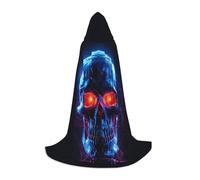 OXKGHHO Longue cape imprimée tête de mort d'Halloween avec capuche, costumes de vampire et d'Halloween, parfaite pour les jeux de rôle et les fêtes