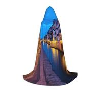 OXKGHHO Longue cape imprimée ville aquatique espagnole avec capuche, costumes de vampire et d'Halloween, parfaite pour les jeux de rôle et les fêtes