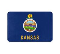 OXKGHHO Paillasson ultra fin avec imprimé drapeau de l'État du Kansas, tapis d'entrée d'intérieur et d'extérieur, tapis de bienvenue pour porte, terrasse, décoration d'intérieur