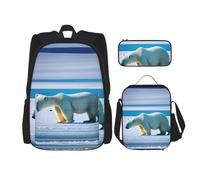 OXKGHHO Polar Bear Ensemble sac à dos de travail avec boîte à déjeuner isotherme, bretelles réglables, pour la salle de sport et une utilisation quotidienne, noir, One Size