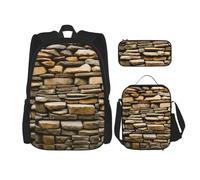 OXKGHHO Rustic Rocks Ensemble sac à dos de travail avec boîte à déjeuner isotherme, bretelles réglables, pour salle de sport et utilisation quotidienne, noir, One Size