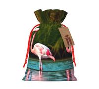 OXKGHHO Sac cadeau avec deux flamants roses, pochette de Noël avec cordon de serrage pour petits cadeaux, bijoux et cadeaux de fête