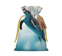 OXKGHHO Sac cadeau avec imprimé drôle de dauphin qui vous regarde, pochette à cordon de serrage pour petits cadeaux, bijoux et cadeaux de fête