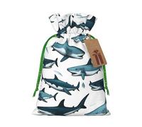OXKGHHO Sac cadeau avec motif requin avec différents gestes imprimés, pochette à cordon de serrage pour petits cadeaux, bijoux et cadeaux de fête