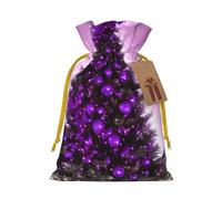 OXKGHHO Sac cadeau de Noël avec imprimé arbre violet, pochette à cordon de serrage pour petits cadeaux, bijoux et cadeaux de fête
