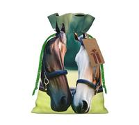 OXKGHHO Sac cadeau imprimé deux chevaux, pochette à cordon de serrage pour petits cadeaux, bijoux et cadeaux de fête