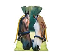 OXKGHHO Sac cadeau imprimé deux chevaux, pochette à cordon de serrage pour petits cadeaux, bijoux et cadeaux de fête