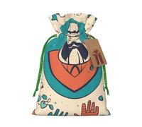 OXKGHHO Sac cadeau imprimé main et joyeuse fête des pères, pochette à cordon de serrage pour petits cadeaux, bijoux et cadeaux de fête