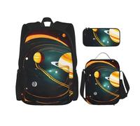OXKGHHO Solar System Jupiter Saturn Ensemble sac à dos de travail avec boîte à déjeuner isotherme, bretelles réglables, pour la salle de sport et une utilisation quotidienne, noir, One Size