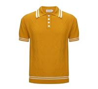 OXKNIT Polo Homme Manches Courtes Coton Maillot de Travail Couleur Unie avec Col et Boutons, Chemises de Golf d'été Décontractées