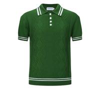 OXKNIT Polo Homme Manches Courtes Coton Maillot de Travail Couleur Unie avec Col et Boutons, Chemises de Golf d'été Décontractées