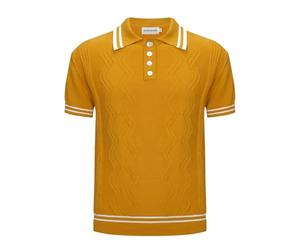OXKNIT Polo Homme Manches Courtes Coton Maillot de Travail Couleur Unie avec Col et Boutons, Chemises de Golf d'été Décontractées