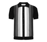 OXKNIT Polo pour Homme Classique en Tricoté Manches Courtes Élégant Vintage Rayure Dégradée Boutonné T-Shirt de Sport Décontracté