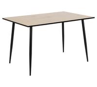 OXM Table de salle à manger rectangulaire Valencia Mélamine Matt White Wash Chêne sauvage rugueux / Métal Matt Black Rough Thermolaqué