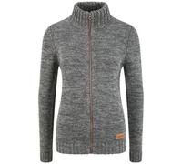 Oxmo OXPhenix Femme Cardigan en Tricot Grossier Gilet avec col Montant Fermeture éclair 100% Coton Regular Fit, Taille:L, Couleur:Dark Grey (792890)