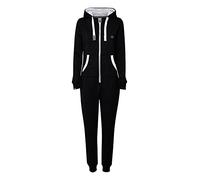 OXMO OXBenna Femme Combinasion Jogging Onesize avec capuche Cordon de serrage Poche kangourou Mélange de coton Regular Fit, Taille:XS, Couleur:BLACK (799000)