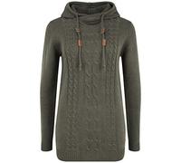 Oxmo OXCable Femme Pull en Maille épaisse Pull à Capuche Cordon de Serrage Regular Fit, Taille:L, Couleur:Dark Grey (792890)
