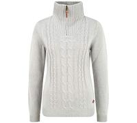 Oxmo OXCarry Femme Pull en Maille Troyer Pull à Grosses Mailles avec col Montant Fermeture éclair Regular Fit, Taille:S, Couleur:Mid Grey (792842)