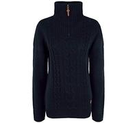Oxmo OXCarry Femme Pull en Maille Troyer Pull à Grosses Mailles avec col Montant Fermeture éclair Regular Fit, Taille:XL, Couleur:Black (799000)