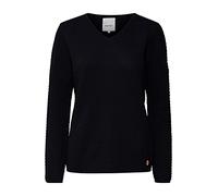 OXMO OXHanna Femme Pull en Maille Fine Pull à col V 100% Coton Regular Fit, Taille:S, Couleur:Black (194007)