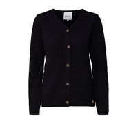 OXMO OXHelga Femme Veste en Maille Fine Cardigan avec col en V Boutons 100% Coton Regular Fit, Taille:L, Couleur:Black (194007)