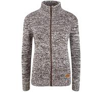 Oxmo OXPhenix Femme Cardigan en Tricot Grossier Gilet avec col Montant Fermeture éclair 100% Coton Regular Fit, Taille:L, Couleur:Coffee BEA (795973)